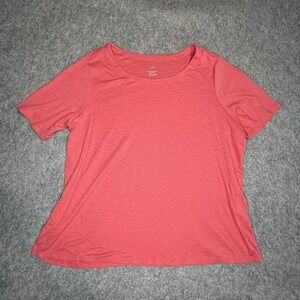 J Jill Top Women's Size 2x Pima Cotton Slub Scoop Neck Side Slit Tee ShortSleeve